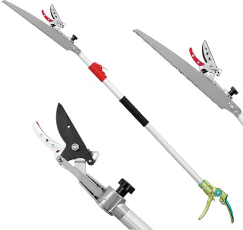 Teleskop Astschere 1.2-1.8m, Teleskop Astsäge Antihaftbeschichtet, Scharfe Kohlenstoffstahlklinge, für frische Äste und Zweige, für Obstpflückschere zum Garten und Freien.