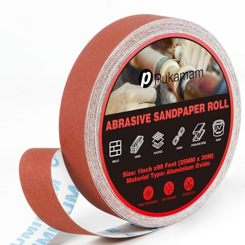 Rollos de Papel de Lija, Grano 320, Rollos Papel Abrasivo Húmedo y Seco, 25 mm x 30 m, Papel Lija para Reparación de Muebles de Madera, Lijado de Metales, Pulido de Coches