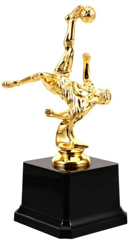 TOYANDONA Goldener Fußballpokal - 18cm Fußball Trophäe mit schwarzem Sockel für Kinder & Erwachsene - Kleiner Pokal als Auszeichnung für Schulsportfeste, Turniere & Geburtstag Deko
