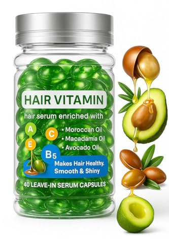 Nova Glowdrop Hair Treatment Serum, for Hair Growth, Hair Serum Oil Capsule for Women & Men, 40 Leave-in Capsules with Vitamins A C E B5, Hair Treatment Oil with Moroccan, Macadamia and Avocado Oil
