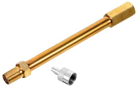 Messing Reifenventil Verlängerung 100mm Gold für Auto und Motorrad | Ventilschaftverlängerung, 1 Stück, zum Aufpumpen, Kompakte Form, für Vielfältige Fahrzeuge