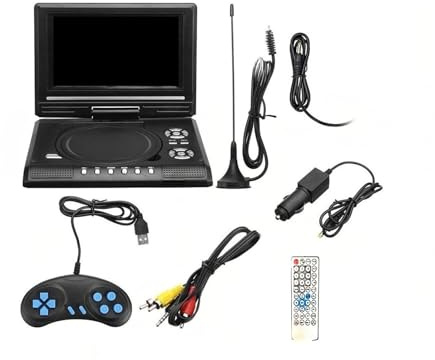 MKHQST Portable Dvd Player Schermo LCD da 7,8 Pollici 16:9 Widescreen ruotabile di 270° for TV da casa, Auto, Lettore Dvd, Lettore VCD MP3 Portatile con Funzione di Gioco