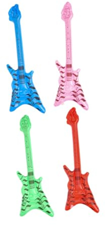 SHINEOFI Strumenti Musicali Gonfiabili Chitarra Elettrica e Basso Pvc Resistenti Per Feste a Tema Anni ’80 Feste Di Compleanno e Karaoke Set 4 Pezzi Multicolore