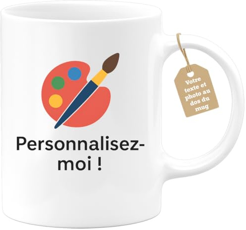 quotedazur Café-Croissant - Mug Personnalisable Homme Femme Photo Écriture Phrase Texte Logo Dessin Motif Tasse Café Personnalisée Recto Verso Prénom Cadeau Anniversaire Collègue Retraite