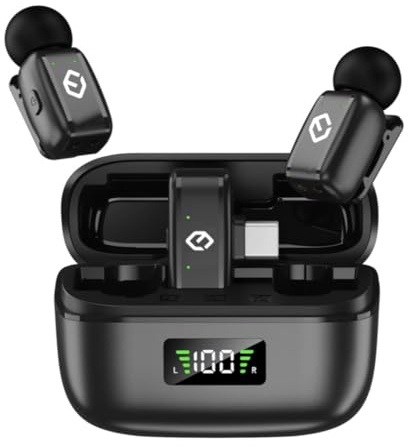 CONNEX PRO Microphone-Cravate sans Fil, ANC Reduction des bruits Compatible pour iPhone, Samsung, iOS et Android avec Transmission 20 Metre, Boîtier de Charge avec Écran Digital,