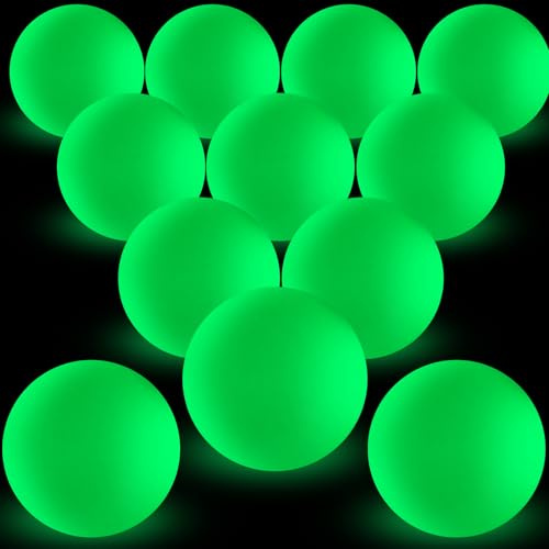 Soulchen Lacrosse-Ball, leuchtet im Dunkeln, offizielle Größe, Nachtübung, Training, Sportball für drinnen und draußen, Sportgeschenke (grün), 12 Stück