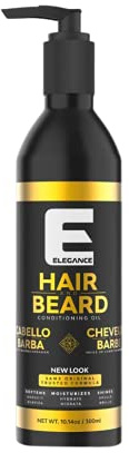 Elegance Hair & Beard Conditioning Oil, 10.1 Oz, Enriched with Aloe Vera, Hair Oil that Promotes Healthy Hair and Beard Growth, Reduces Itching
