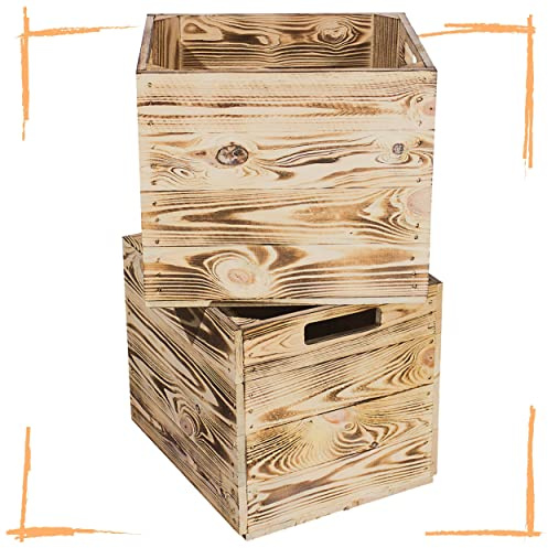 9 geflammte Holzkisten für Kallax Regal Ikea 33cm 37,5cm 32,5cm Obstkiste Kiste Box