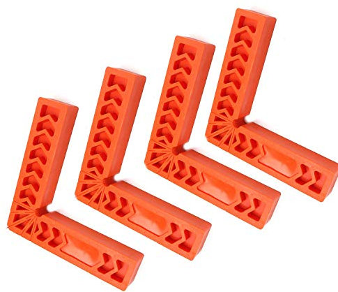 Chiloskit Morsetto Angolare per Legno a 90 Gradi, 4 Pollici * 4Pcs, Arancione