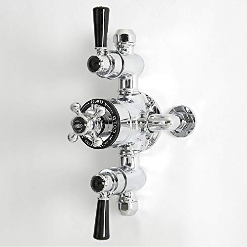 MILANO 2 Outlet Exposed Thermostatic Mixer Shower Valve Chrome Black