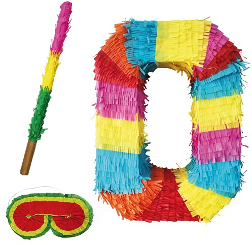 Party Factory Pinata set de numéros 0-9 + bâton + masque pour les yeux enfants punch d'anniversaire pinata 50 x 35 x 8cm décoration décoration d'anniversaire (0)