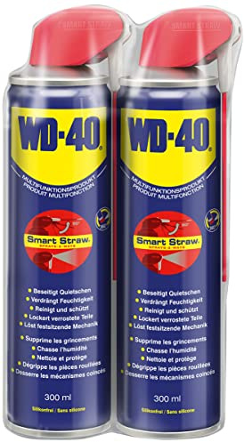 WD-40 Multifunktionsprodukt Smart Straw 2x300ml – Präzise Anwendung mit klappbarem Sprührohr, löst festsitzende Mechaniken & Rost, beseitigt Quietschen, verdrängt Feuchtigkeit, schützt & reinigt