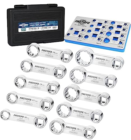 FIRSTINFO F3451A-10 pcs Metric 12-Point Box End Torque Adapter Extension Set, 3/8-inch Drive Chrome Vanadium Steel Construction- EVA Foam Tray + Carrying Case