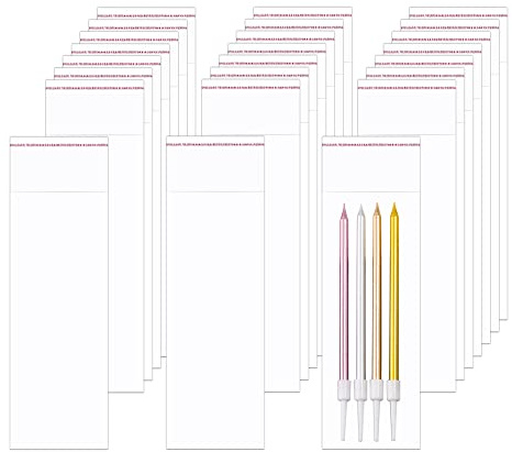 Selbstklebende Plastiktüten Lange 100pcs Klare Zellophanbeutel 8x20cm Cellophantüten Klebeverschluss Zellophan Taschen für Lutscher Schmuck Rod Eis Stiel Kerzen Halskette(3 Größen verfügbar)