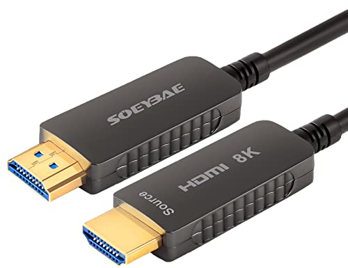 SOEYBAE Câble HDMI Fibre Optique 50m, 8K HDMI 2.1 Fibre Haute Vitesse Câble Supporte 8K@60Hz,48Gbps,Compatible with Blu-Ray,Xbox,TV 4K Ultra HD