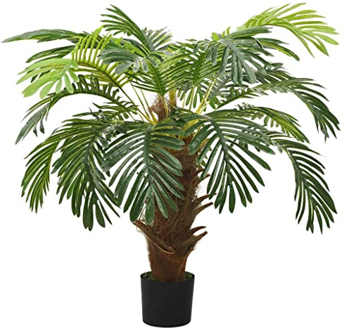 vidaXL Künstliche Palme Cycas mit Topf Kunstpflanze Kunstbaum Zimmerpflanze Dekopflanze Grünpflanze Künstliche Pflanze Deko 90cm Grün