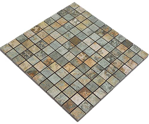 Keramik Mosaik Mix Keramikmosaik Feinsteinzeug beige braun grün matt Wand Boden Küche Bad Dusche