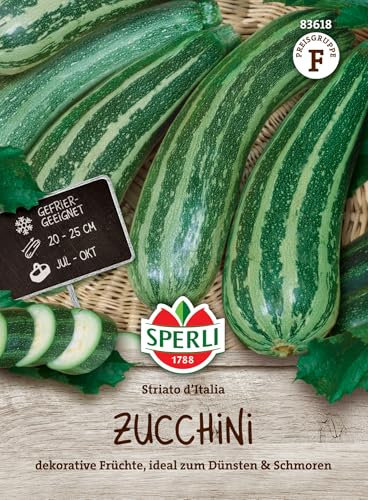 Sperli Zucchinisamen Striato d’Italia 83618 - Saatgut für die perfekten Zucchini. Dekorative Früchte, ideal zum Dünsten und Schmoren mit unwiderstehlichem Geschmack.