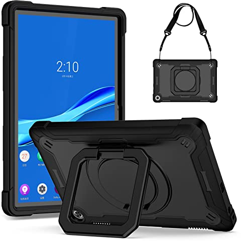 KATUMO Cover Per Lenovo Tab M10 10.1 Pollici 3nd Gen 2022 TB-328F,Supporto Girevole a 360° e Tracolla Regolabile Staccabile Antiurto Protettiva Custodia, Lenovo Tab M10 10.1(Nero)