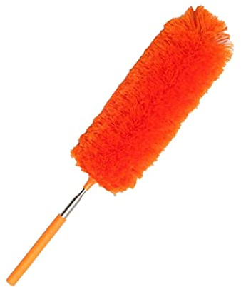 misppro Plumero de mano de microfibra, electrodomésticos de plumas, ventiladores de techo, persianas, muebles, persianas, coches, superficies delicadas, color naranja