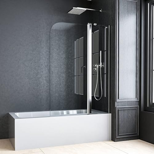 Duschwand für Badewanne 100x140cm Duschtrennwand 2-teilig Pendeltür Duschwand badewannenfaltwand Duschabtrennung Badewannenwand 5 mm ESG Glas