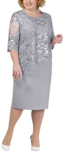 Kleider für Mollige Frauen Festlich Midikleid Festkleider Übergröße Ab 50 Jahren Chiffonkleid Elegant Wickelkleid Große Größen Bauchweg Cocktailkleid a Linien Hochzeit Abendkleid