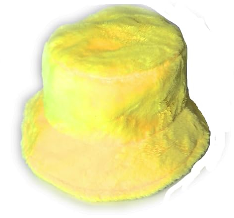 KGM Chapeau bob élégant en fausse fourrure douce – Chapeau d'été d'hiver, citron, Taille unique