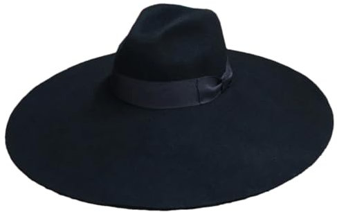 Hdhdeueh Damen-Wollfilz-Hut, Schlapphut, warm, Trilby-Hut, Schleife, Kirchenkleid, Hochzeit, Fedora, Jazz-Hut, Fliegen, Schwarz, 02, Einheitsgröße