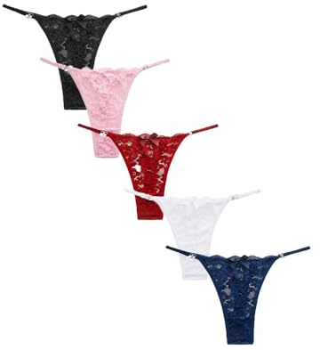 KQISANGM Perizoma Sexy da Donna - Confezione da 5 Perizoma T-String da Donna di Grandi Dimensioni, in Pizzo Sexy, Intimo Caldo E Traspirante, Senza Soluzione di continuità, Multicolore, 3XL