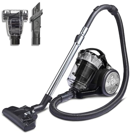 Tower T102000PLPET Multi-Cyclonic Bagless Cylinder Vacuum Cleaner with Pet Tool, HEPA filter, 2-in-1 Crevice Nozzle, 2L Capacity, 700W, Silver
