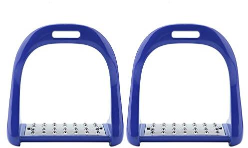 CDQL 1 Paar Reitsteigbügel – Englischer Sattel-Sicherheitssteigbügel aus Aluminium mit Rutschfester Unterlage – Reitsattel-Steigbügel aus Aluminium mit Lackierung, (Blau)