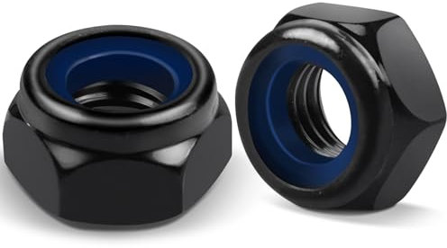 10 Stück Sechskantmuttern M10, Jeboler DIN 985 Mutter M10 Schwarz Sicherungsmuttern A2 V2A Selbstsichernde Muttern, Metrisch Gewinde Stoppmutter Sechskant Edelstahlmutter Kontermuttern