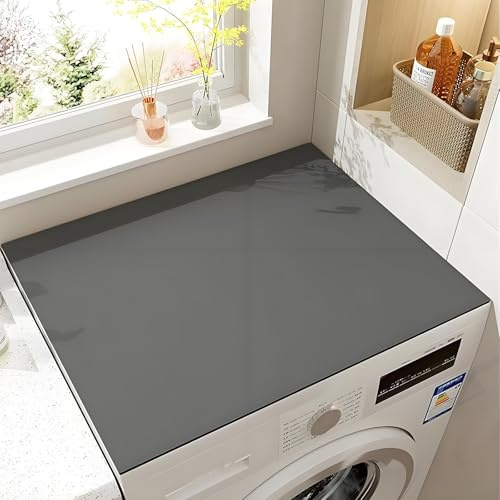 Odot Housse de Machine à Laver Top 60x60cm Couleur Unie, Antidérapant Housse de Machine à Laver pour Machine à Laver ou Sèche-Linge Buanderie Réfrigérateur Cuisine (Gris)
