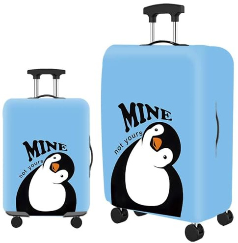 Hiseng 3D Kofferhülle Elastisch 18-32 Zoll Kofferschutzhülle Waschbar Gepäck Cover Reisekoffer Hülle Kofferschutz Luggage Cover (Pinguin,XL (29–32 Zoll))
