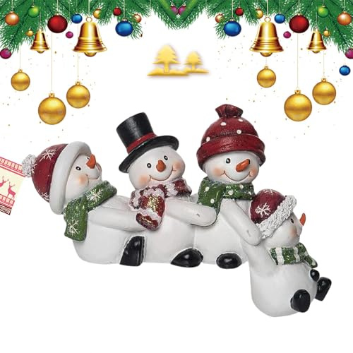 Estatua De Muñeco De Nieve De Interior - Figuras De Muñeco De Nieve De Invierno, Figuras De Familia De Muñeco De Nieve De Resina | Adorable Figura De Invierno Hecho A Mano Como Pieza Maestra