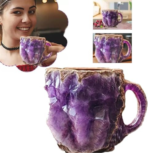 Rietoiu Mineral-Kristall-Kaffeetasse, 3D-Kristall-Kaffeetasse, natürlicher Onyx-Kristall, dekorative Tasse, Mineral-Kristallbecher, bunte Kristalltasse, durchscheinende Kaffeetasse, elegantes