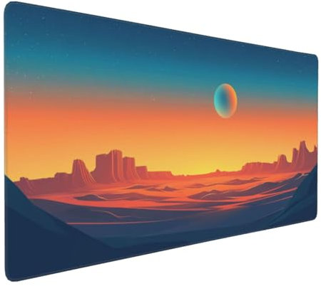 Gaming Mauspad XXL Mond Mousepad 1000x500x4mm Wüste Verlängertes Mauspad Schreibtischauflage,Genähte Kanten Mauspad,Verbessert Präzision und Geschwindigkeit Wasserdicht Geeignet für Büro und Spiele