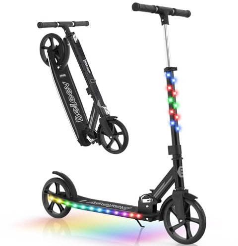 BELEEV V9 Trottinette Enfant de 6 a 14 Ans, Adultes et Adolescents jusqu'à 100 KG, LED Lumineuses Stem & Deck, Pliable et à Hauteur Ajustab, Grandes Roue 200 mm, City Scooter 2 Roues