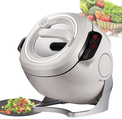 Máquina de cocción automática, máquina de arroz frito wok de cocina eléctrica comercial de 6L, inicio con un clic, 3 velocidades ajustables, rotación automática de 360°, para saltear, guisar
