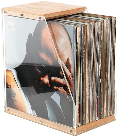 Vinyl Record Storage,Vinyl Organizer for Albums Audio,Wooden Base holder Stand Display，Record Stand for Modern Home Office Desktop Easy to Assemble Black