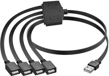 SinLoon Cavo splitter USB-A, maschio a 4 prese, prolunga con funzione di ricarica multipla e sincronizzazione dati, supporto OTG, trasmissione 480 Mbit/s (S)