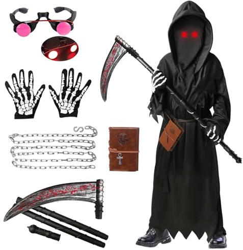 Alaiyaky Set per travestimento da falce con mantello nero per bambini (stile A, S)