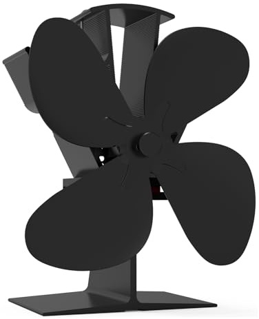 kisidus Ventilateur Cheminée de Poêle à Bois Silencieux avec 4 Pales, Stove Fan Chaleur Efficacité Accrue pour Poêle à Granulés Gaz Bûche [M]