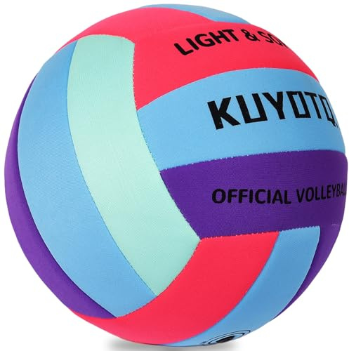 KUYOTQ Soft Indoor Volleyball Lite for Indoor Practice Volley Super Soft and Lite Safe Sport Gear Fabric Volleyball for Kids Youth Women Adult Beginners, Perfect for House Training Games Volley Ball