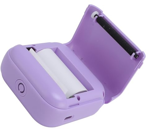 Zunate Kleiner Thermodrucker im Taschenformat, BT 203 DPI Tragbar Thermo Aufkleberdrucker ohne Tinte mit 1 Rolle Druckpapier für Handy Rechnungen Fotos Memos falsche Fragen Fotos (Purple)