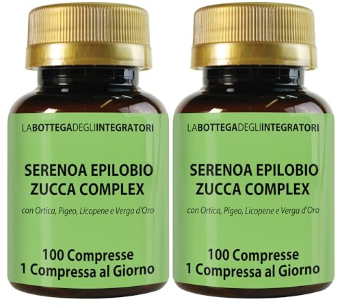 Serenoa Epilobio Zucca Complex con Ortica Pygeum Africanum Licopene e Verga D'Oro 200 Compresse, 1 al Giorno | Integratore per la Prostata e per le Vie Urinarie