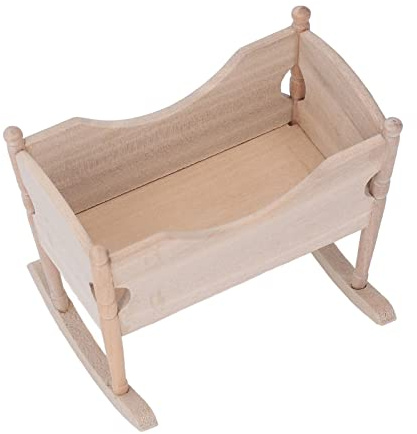 Hztyyier 1:12 Puppenhaus-Miniatur aus Holz, Exquisite Simulationskrippe für, Spielzeugdekoration für Puppenhaus-Sammler Im Maßstab 1:12, Birkenmaterial
