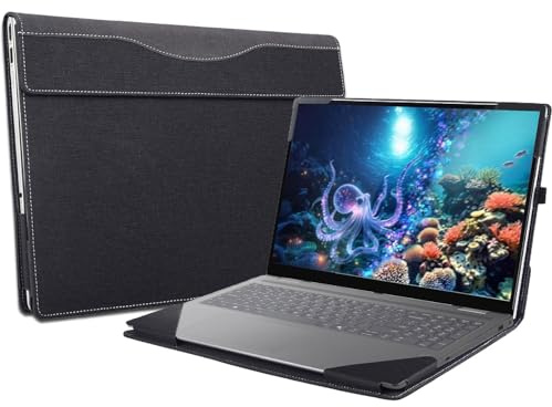 16 inch Laptop Case Cover for Lenovo Yoga 7 2-in-1 16ILL10 /16AKP10,PU Leather Notebook PC Sleeve Protective Bag with Pen Holder (Dark Gray)