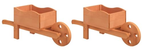 Solivagant Fioriere a Carriola 2 pz 47x15x19 cm Legno Massello di Abete,Marrone,1.35kg