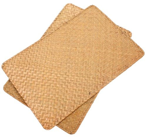 TOVINANNA Tovagliette 2 Canna Rettangolari Intrecciate e D'india in Multiuso Pezzi Effetto Antico Stile Vintage Rustico 45x30 Cm per Tavolo da Pranzo